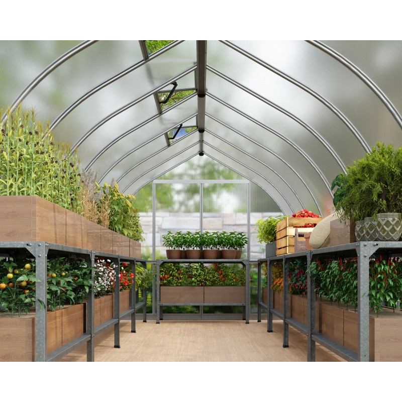 Canopia Bella Serre de jardin double paroi en polycarbonate 844x244x219 cm Argent Canopia Bella Serre de jardin double paroi en polycarbonate 844x244x219 cm Argent