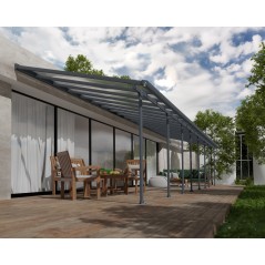 Pergola Canopia Feria adossée en aluminium 3 x 11,56 m Gris