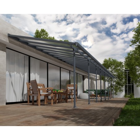Canopia Feria Pergola adossée en aluminium 3x11.56 m Gris