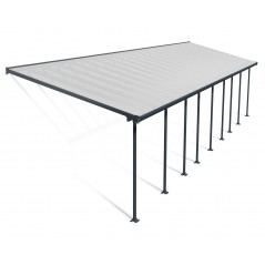 Pergola Canopia Feria adossée en aluminium 3 x 12,7 m Gris
