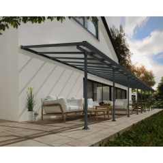 Canopia Feria Pergola adossée en aluminium 3x13.4 m Gris