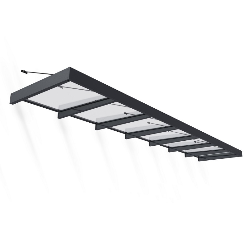 Canopia Sophia XL Auvent de porte 660x140x67 cm - cadre gris, panneau transparent