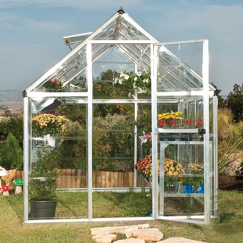 Canopia Harmony Serre de jardin transparente en polycarbonate 370x185x208 cm Argent Canopia Harmony Serre de jardin transparente en polycarbonate 370x185x208 cm Argent