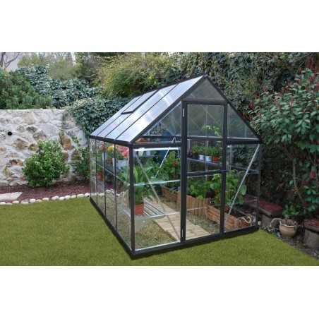 Serre de jardin hybride en polycarbonate Canopia 247 x 185 x 208 cm Gris