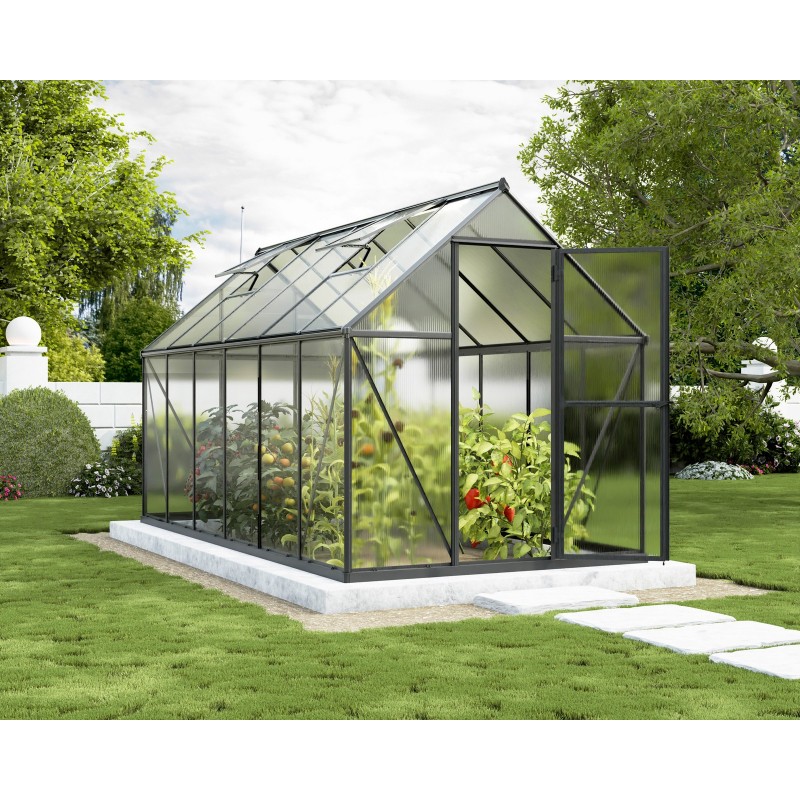 Serre de jardin Canopia Mythos en polycarbonate double couche 370 x 185 x 208 cm Argent