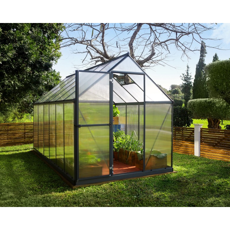 Canopia Mythos Serre de jardin double paroi en polycarbonate 370x185x208 cm Argent Canopia Mythos Serre de jardin double paroi en polycarbonate 370x185x208 cm Argent