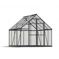 Serre de jardin hybride Canopia Balance en polycarbonate 247 x 244 x 229 cm, grise