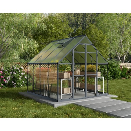 Serre de jardin hybride Canopia Balance en polycarbonate 247 x 244 x 229 cm, grise