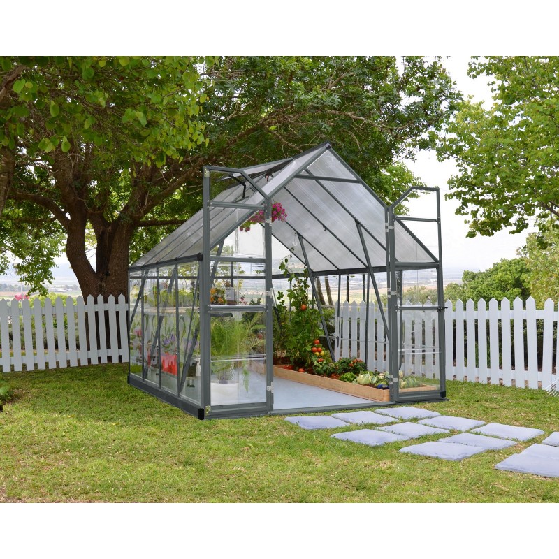 Canopia Balance Serre de jardin hybride en polycarbonate 247x244x229 cm Gris Canopia Balance Serre de jardin hybride en polycarbonate 247x244x229 cm Gris