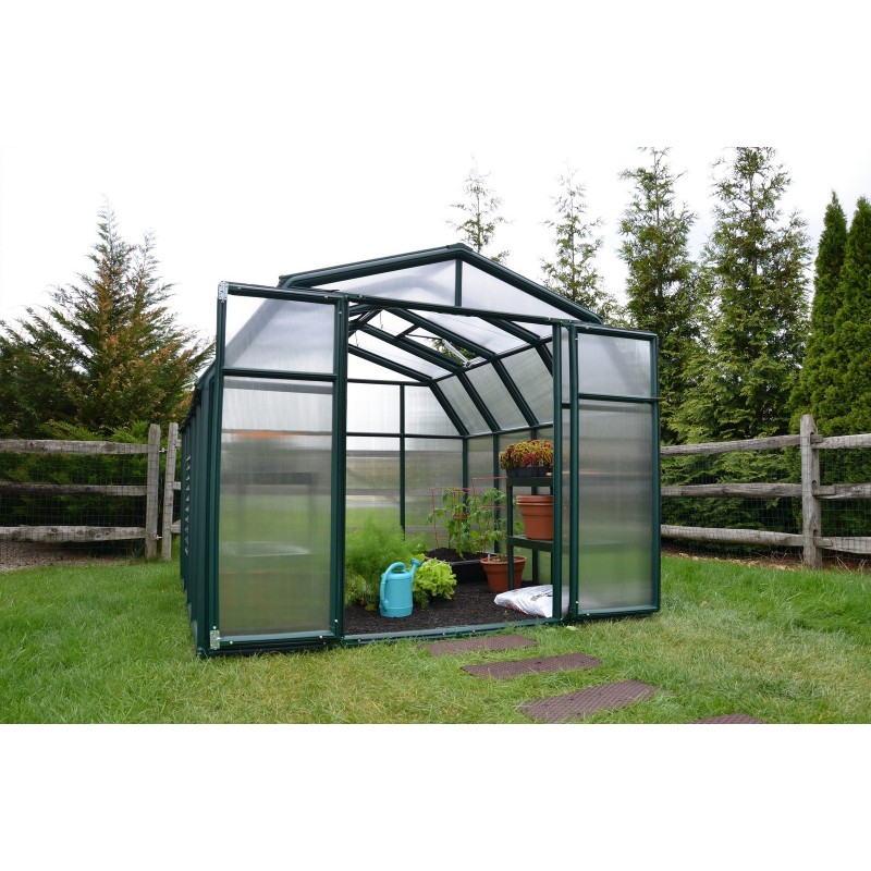 Serre de jardin Canopia Hobby Gardener double couche en polycarbonate 266 x 266 x 208 cm, verte