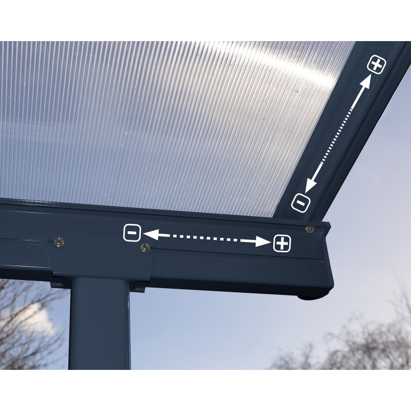 Pergola Canopia Sierra adossée en aluminium 2,3 x 4,5 m Gris