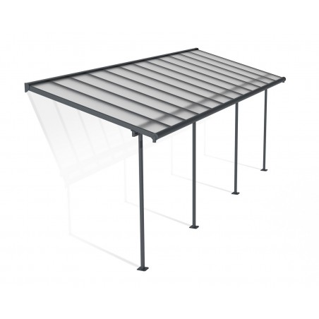 Pergola Canopia Sierra adossée en aluminium 2,3 x 6,7 m Gris