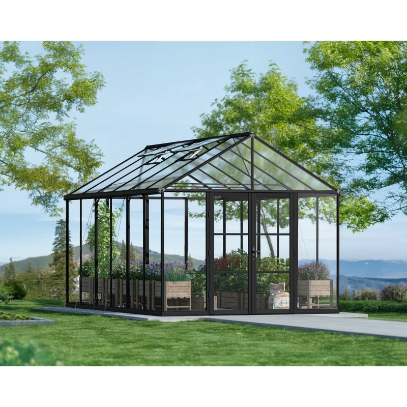 Canopia Aria Serre de jardin hybride en polycarbonate 458x304x285 cm Noir