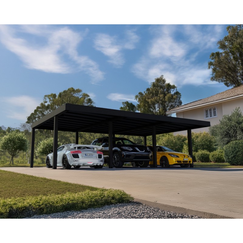 Canopia Oslo Carport en aluminium 6x9 m Noir