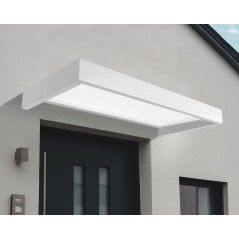 Canopia Sophia Auvent de porte 215x95 cm - cadre blanc, panneaux blanc opale
