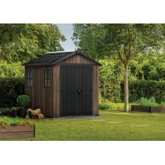 Keter Abri de Jardin en Résine SIGNATURE APEX 757 noyer avec double option de montage