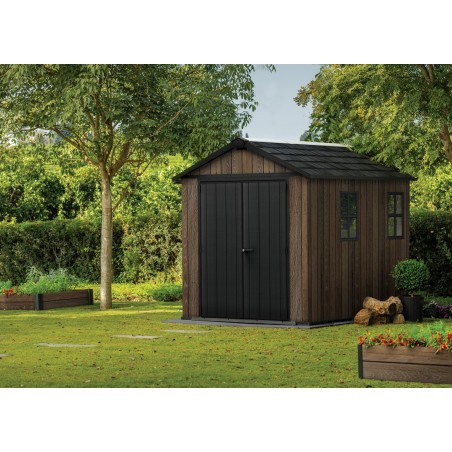 Keter Abri de Jardin en Résine SIGNATURE APEX 759 noyer avec double option de montage