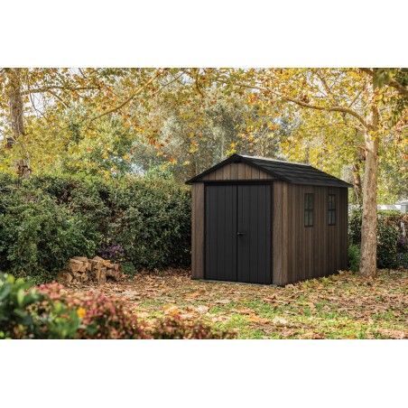 Keter Abri de Jardin en Résine SIGNATURE APEX 7511 noyer avec double option de montage