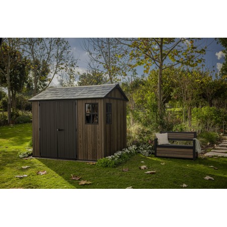 Keter Abri de Jardin en Résine SIGNATURE APEX 975 noyer avec double option de montage