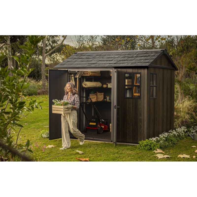 Keter Abri de Jardin en Résine SIGNATURE APEX 975 noyer avec double option de montage Keter Abri de Jardin en Résine SIGNATURE APEX 975 noyer avec double option de montage