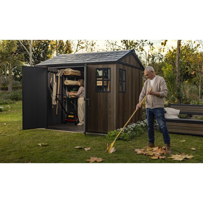 Keter Abri de Jardin en Résine SIGNATURE APEX 975 noyer avec double option de montage Keter Abri de Jardin en Résine SIGNATURE APEX 975 noyer avec double option de montage