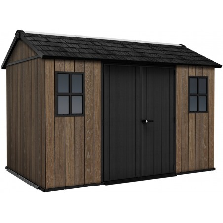 Keter Abri de Jardin en Résine SIGNATURE APEX 1175 noyer avec double option de montage