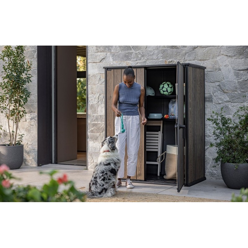 Keter Armoire en résine SIGNATURE VERTICAL NOYER