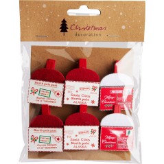 Lot de 6 pinces pour cartes de Noël. Pièce unique