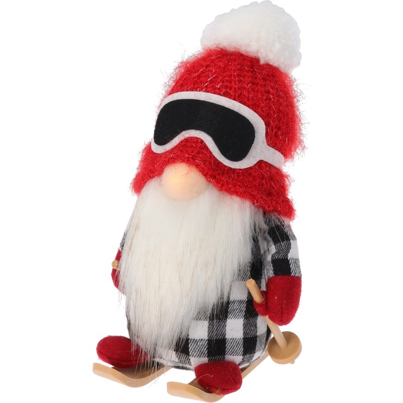 20cm Fabric Skiing Gnome with LED Light. Single Piece 20cm Fabric Skiing Gnome with LED Light. Single Piece