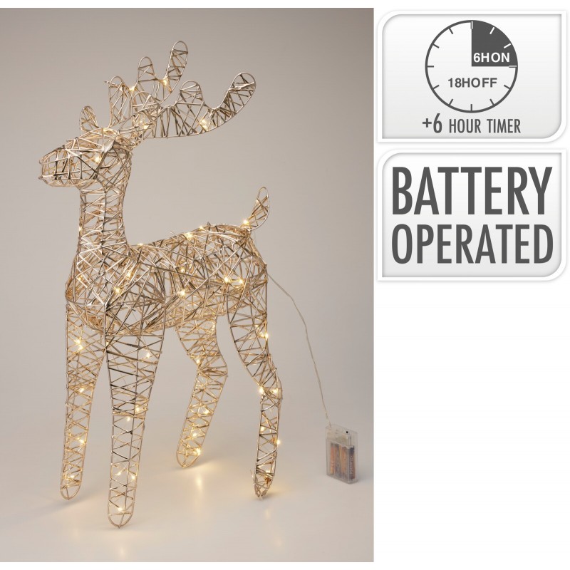 Renne lumineux à LED couleur champagne de 60 cm