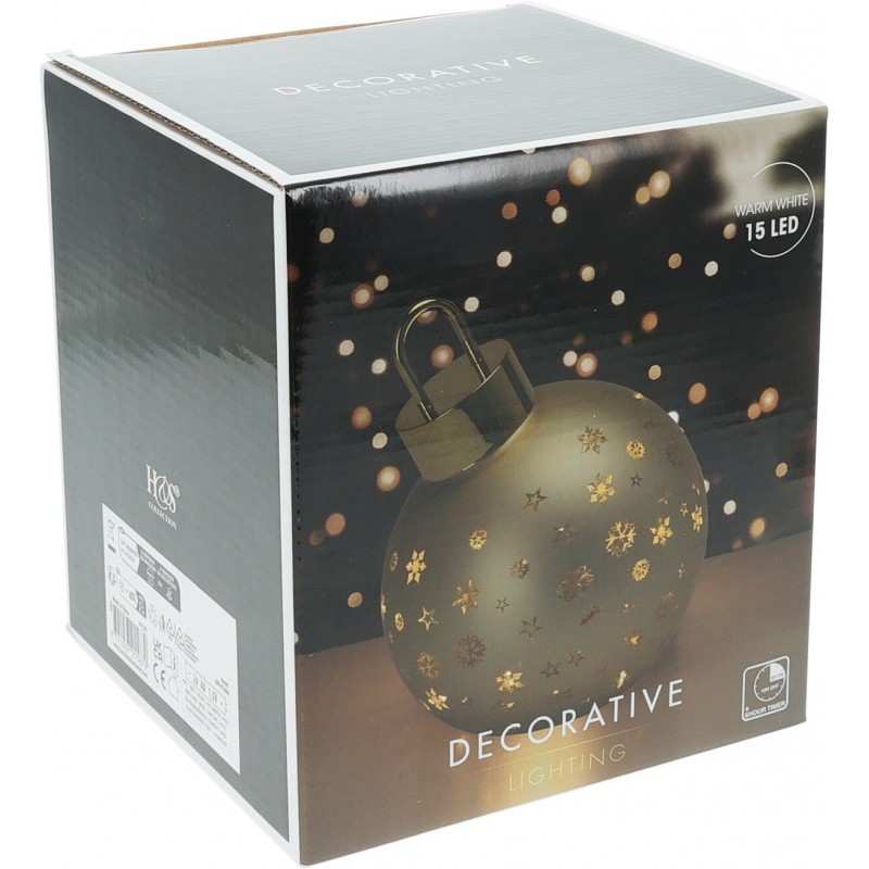 Sphère en verre de 15 cm avec LED - Doré