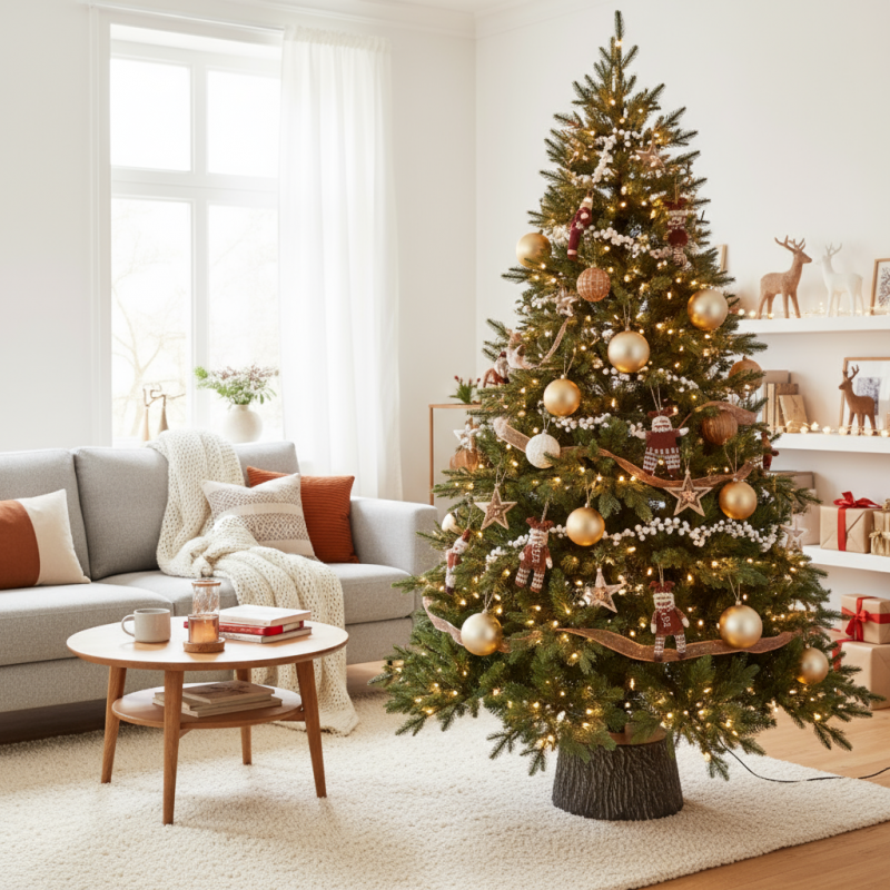 Darcy Illuminated Christmas Tree with Trunk 1000LEDs h210Ø125cm PE+PVC Darcy Illuminated Christmas Tree with Trunk 1000LEDs h210Ø125cm PE+PVC