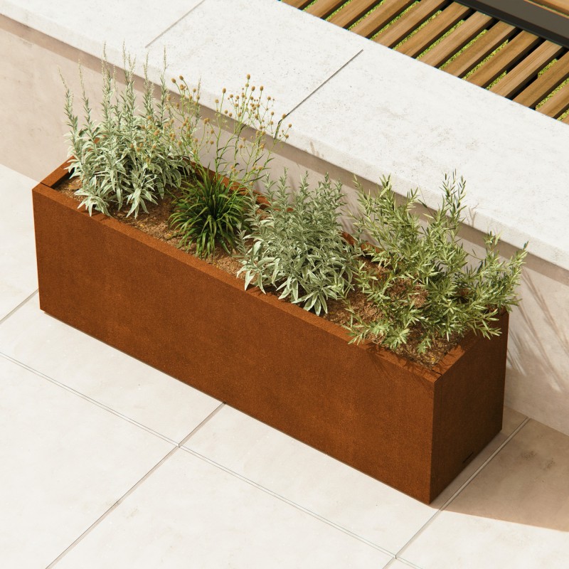 Jardinière Herstera PLANTER 40 en acier corten 150x40x50 cm