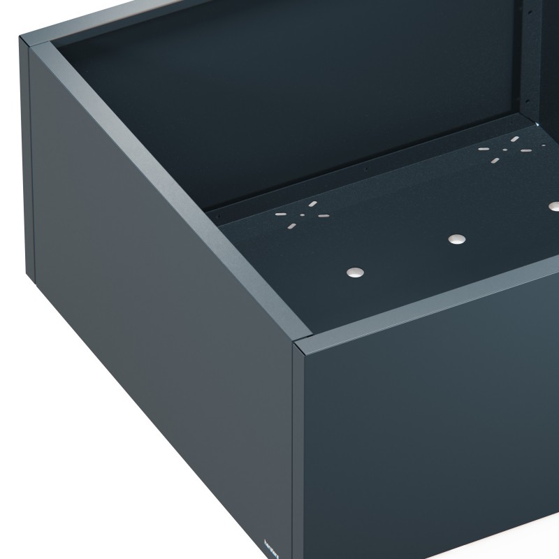 Jardinière cube basse Herstera PLANTER LOW CUBE en métal couleur anthracite 100x100x50 cm