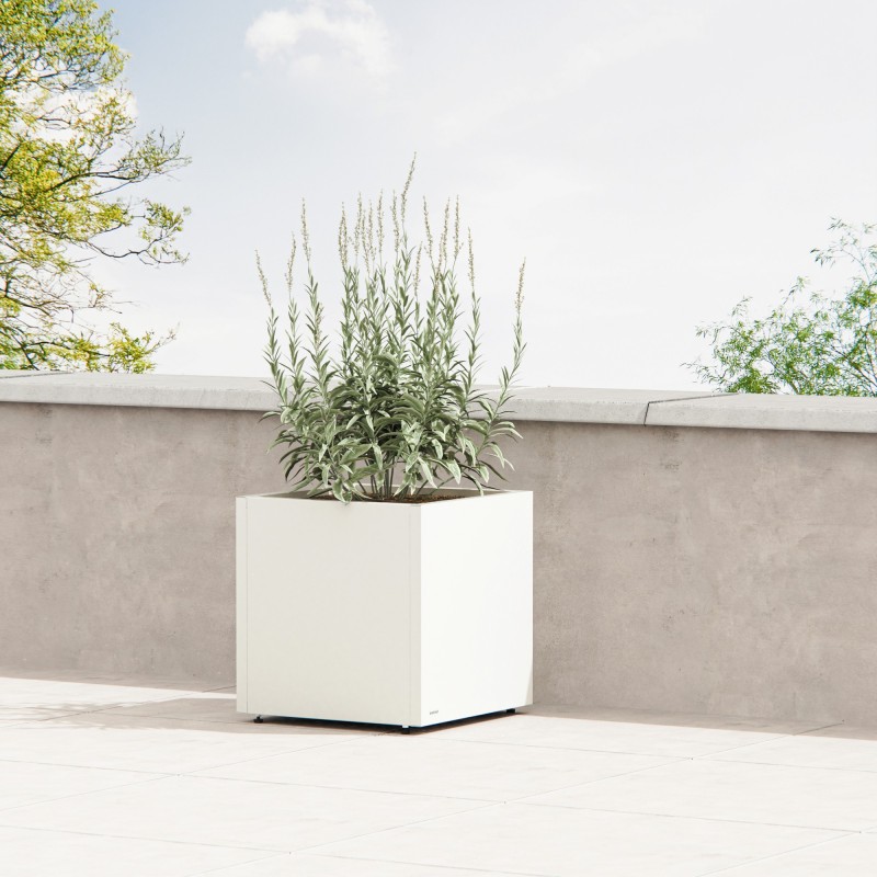 Herstera PLANTER CUBE 50 Cube Metal Planter White 50x50x50 cm