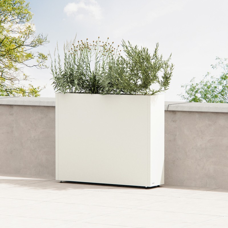 Jardinière haute Herstera PLANTER DIVIDER 25 en métal couleur blanc 100x25x80 cm