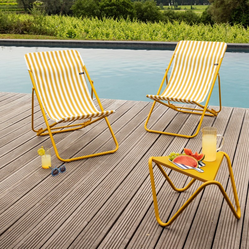 Chaise Longue MAXI TRANSAT LaFuma LFM5393 Rayure Miel