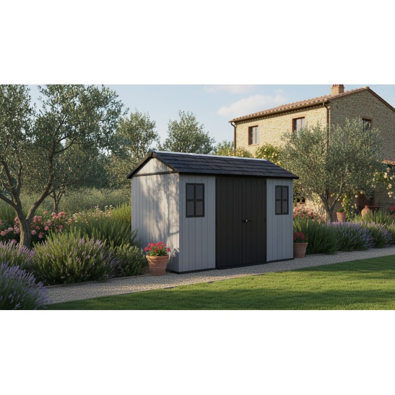 Keter Abri de Jardin en Résine NEWTON PLUS 7511 gris avec double option de montage Keter Abri de Jardin en Résine NEWTON PLUS 7511 gris avec double option de montage