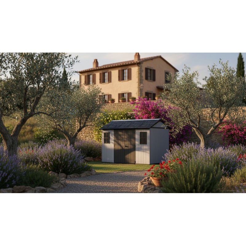 Keter NEWTON PLUS 7511 Abri de Jardin en Résine Gris - Double Option de Montage