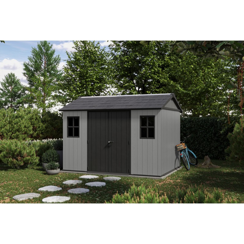 Keter Abri de Jardin en Résine NEWTON PLUS 7511 gris avec double option de montage Keter Abri de Jardin en Résine NEWTON PLUS 7511 gris avec double option de montage