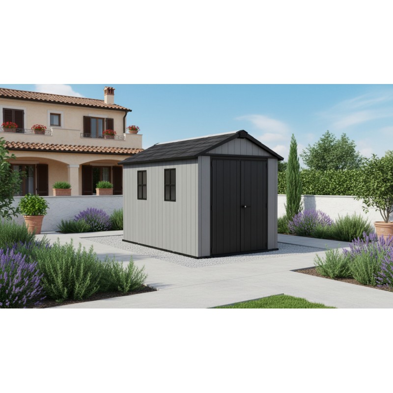 Keter Abri de Jardin en Résine NEWTON PLUS 1175 gris avec double option de montage