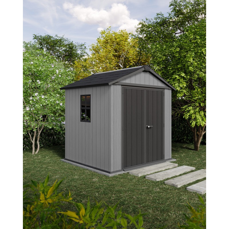 Keter Abri de Jardin en Résine NEWTON PLUS 757 gris avec double option de montage