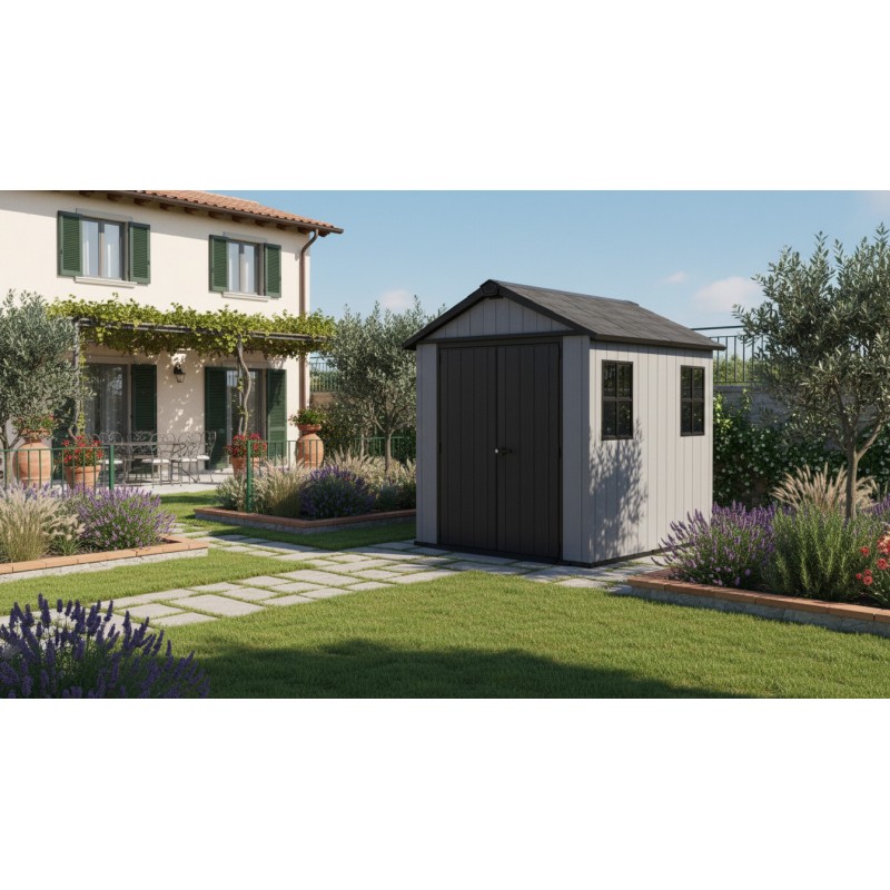 Keter Abri de Jardin en Résine NEWTON PLUS 759 gris avec double option de montage