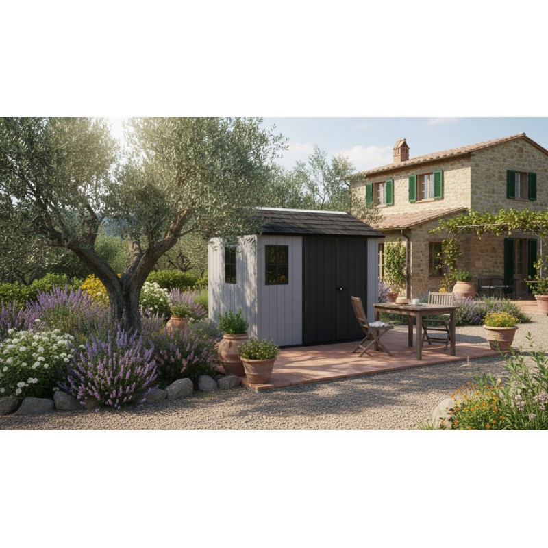 Keter Abri de Jardin en Résine NEWTON PLUS 975 gris avec double option de montage