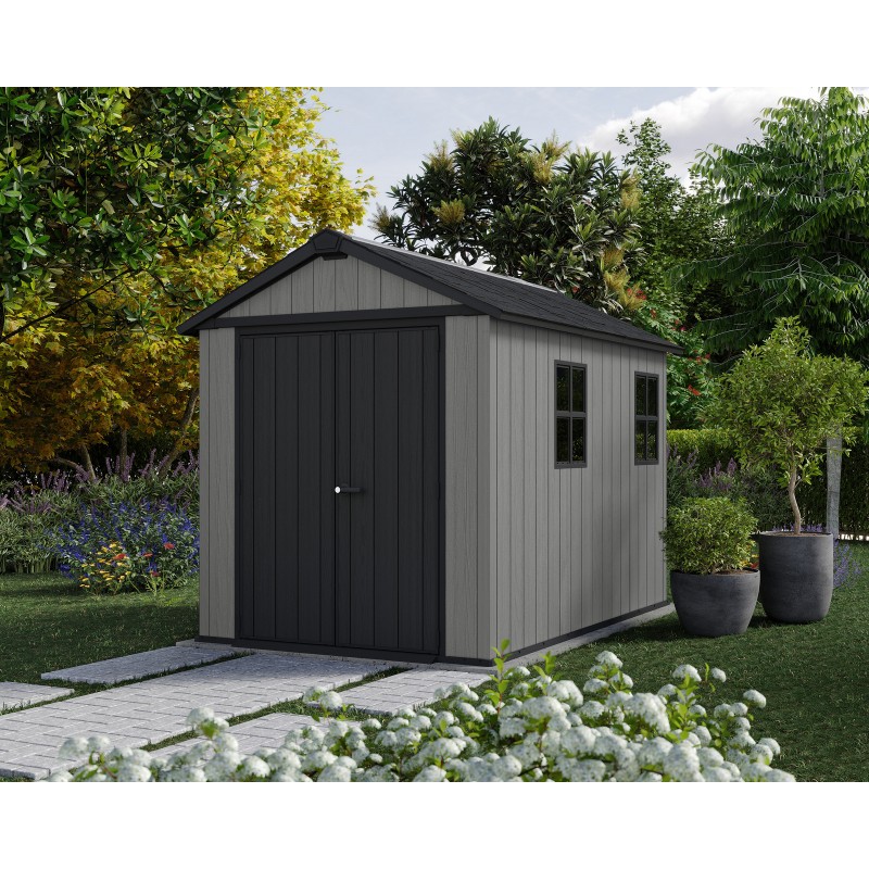 Keter Abri de Jardin en Résine NEWTON PLUS 975 gris avec double option de montage