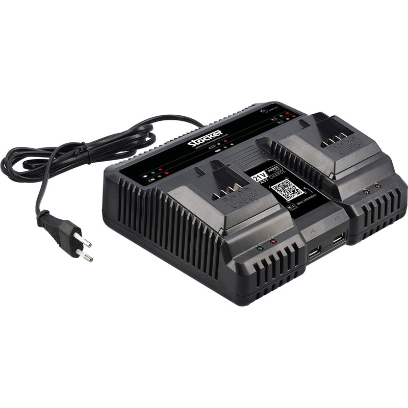 21V Fast Charge Stocker Dual Battery Charger 21V Fast Charge Stocker Dual Battery Charger
