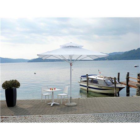 Parasol de jardin en aluminium à déploiement rapide avec mât central 3 x 3 m Blanc - Blanc Greenwood