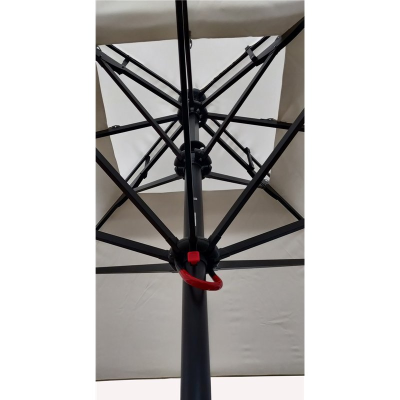 Parasol de jardin en aluminium à enrouleur avec mât central de 3x3 m écru - anthracite Greenwood