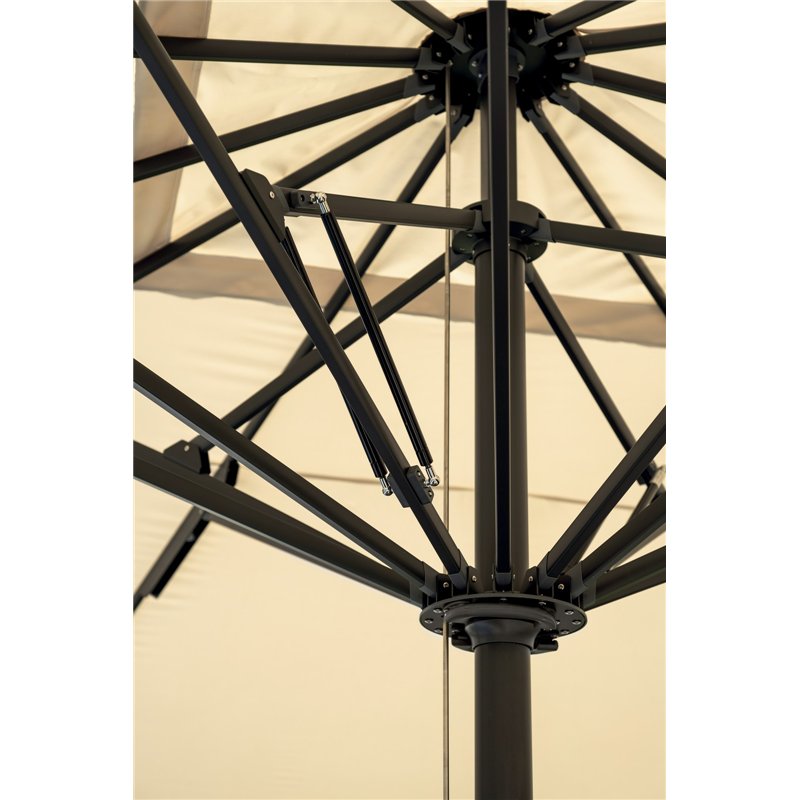 Parasol de jardin en aluminium avec mât central 5x5 m Écru - Anthracite Greenwood