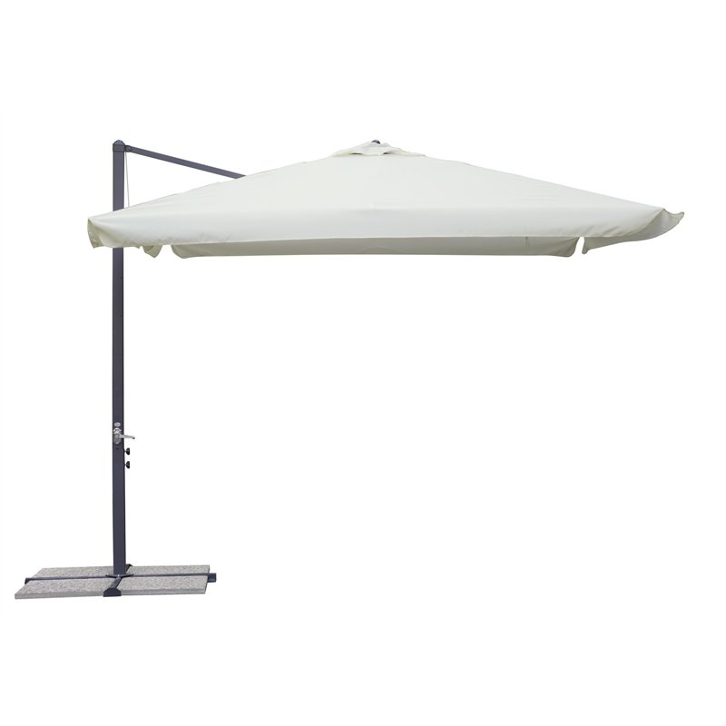 Parasol de jardin en aluminium Florida avec mât latéral 3x3 m Écru - Anthracite Greenwood